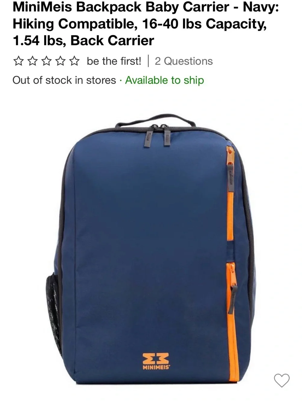MiniMeis Toodler Shoulder Carry Backpack